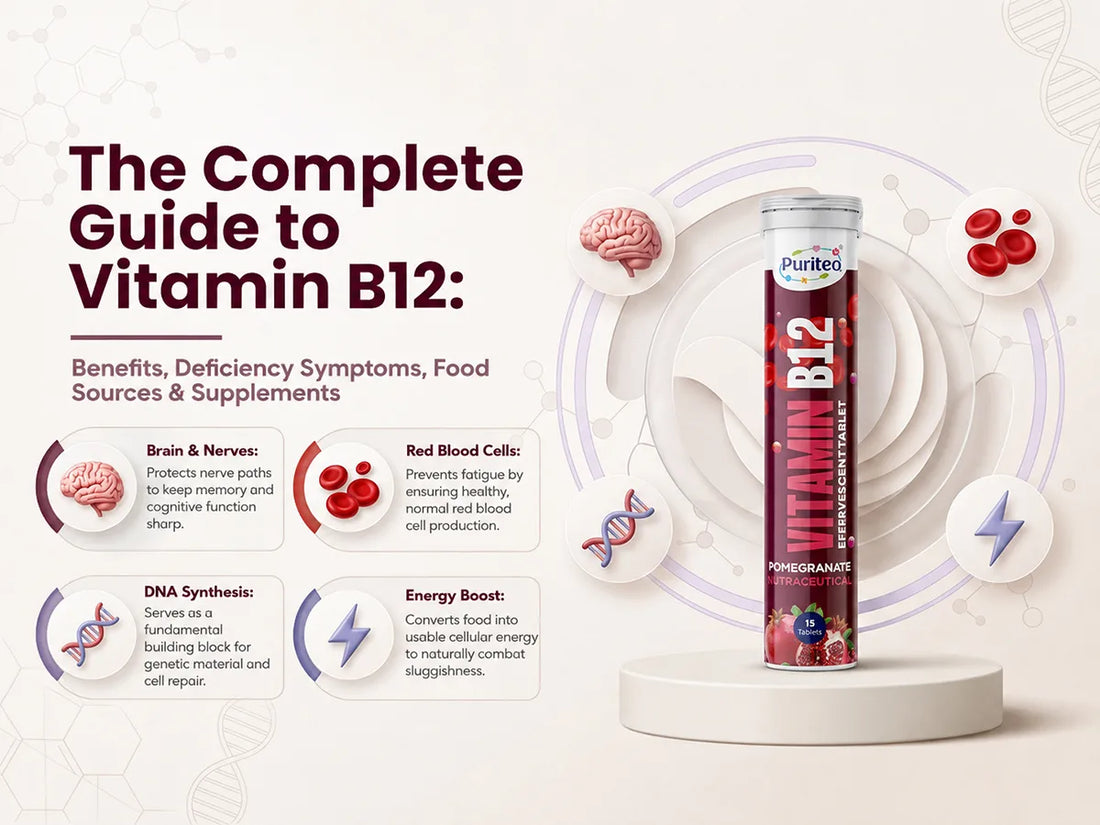 The Complete Guide to Vitamin B12: Benefits, Deficiency Symptoms, Food Sources &amp; Supplements