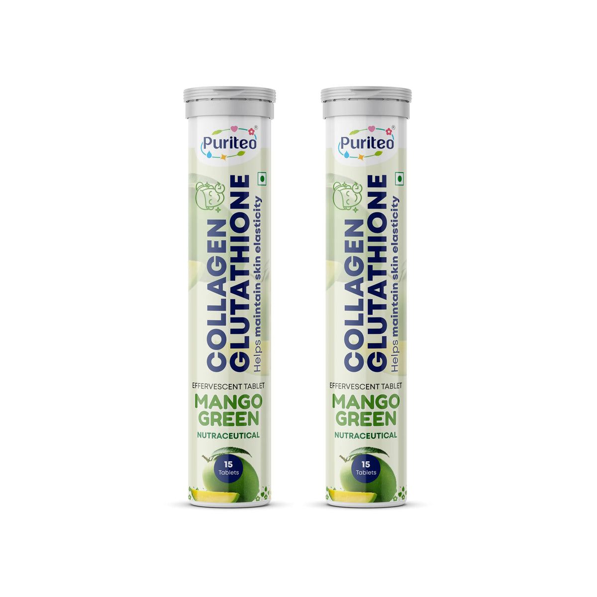 Puriteo Collagen + Glutathione Effervescent Tablets – Skin Brightening, Anti-Aging Support, Hydration & Inner Beauty Formula
