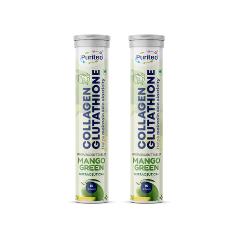 Puriteo Collagen + Glutathione Effervescent Tablets – Skin Brightening, Anti-Aging Support, Hydration & Inner Beauty Formula
