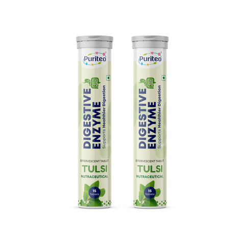 Puriteo Digestive Enzyme Effervescent Tablets – Supports Digestion, Gut Health, Bloating Relief & Daily Wellness
