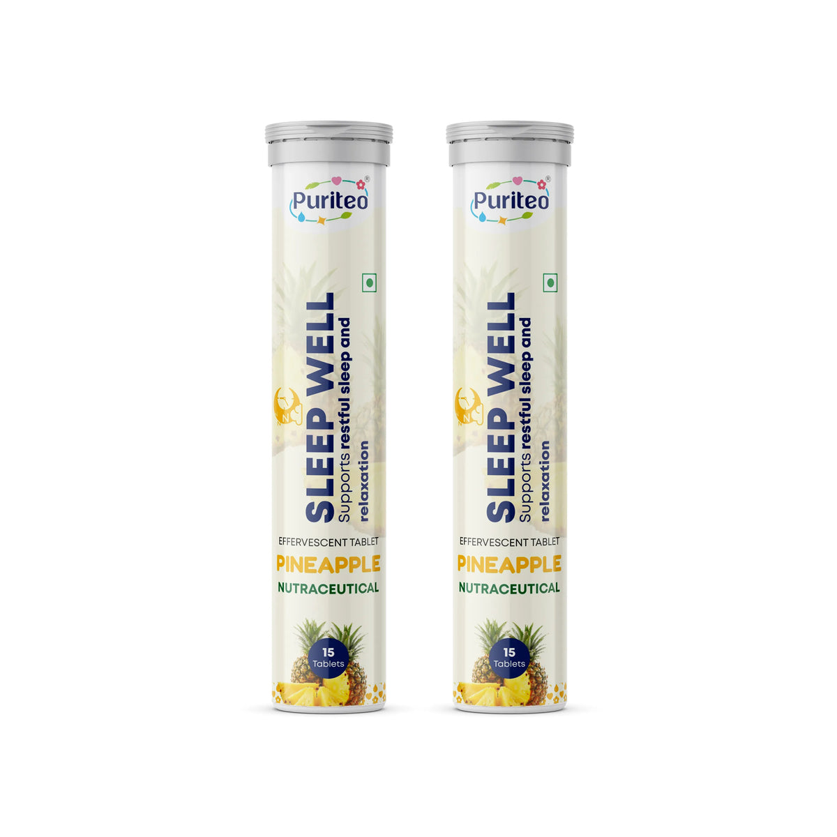 Puriteo Sleep Well Effervescent Tablets for Deep Restful Sleep, Relaxation, Stress Relief & Better Night Recovery