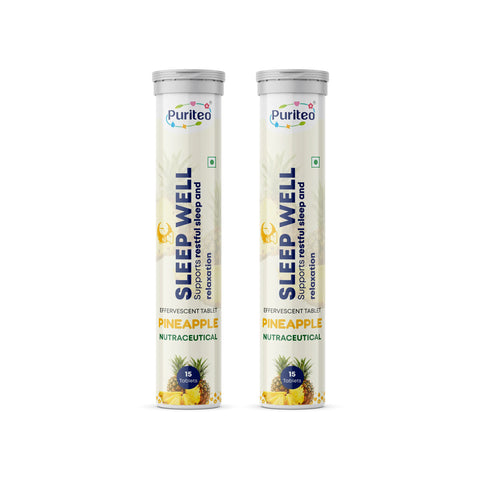 Puriteo Sleep Well Effervescent Tablets for Deep Restful Sleep, Relaxation, Stress Relief & Better Night Recovery