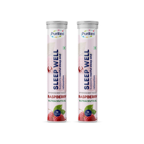 Puriteo Sleep Well Effervescent Tablets for Deep Restful Sleep, Relaxation, Stress Relief & Better Night Recovery