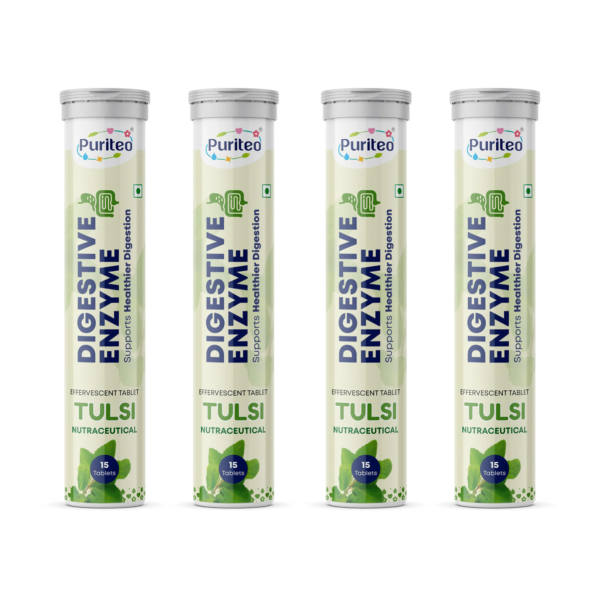 Puriteo Digestive Enzyme Effervescent Tablets – Supports Digestion, Gut Health, Bloating Relief & Daily Wellness