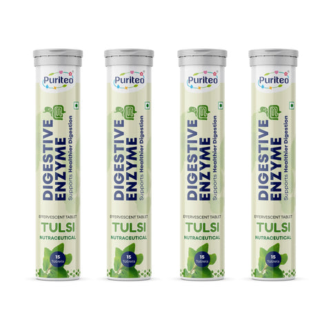 Puriteo Digestive Enzyme Effervescent Tablets – Supports Digestion, Gut Health, Bloating Relief & Daily Wellness