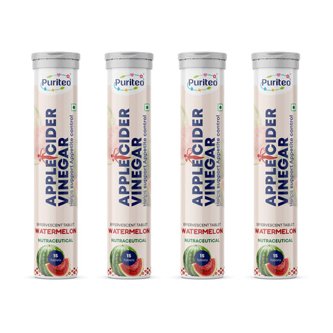 Puriteo Apple Cider Vinegar Effervescent Tablets for Weight Management, Detox, Digestion & Fit Body Support