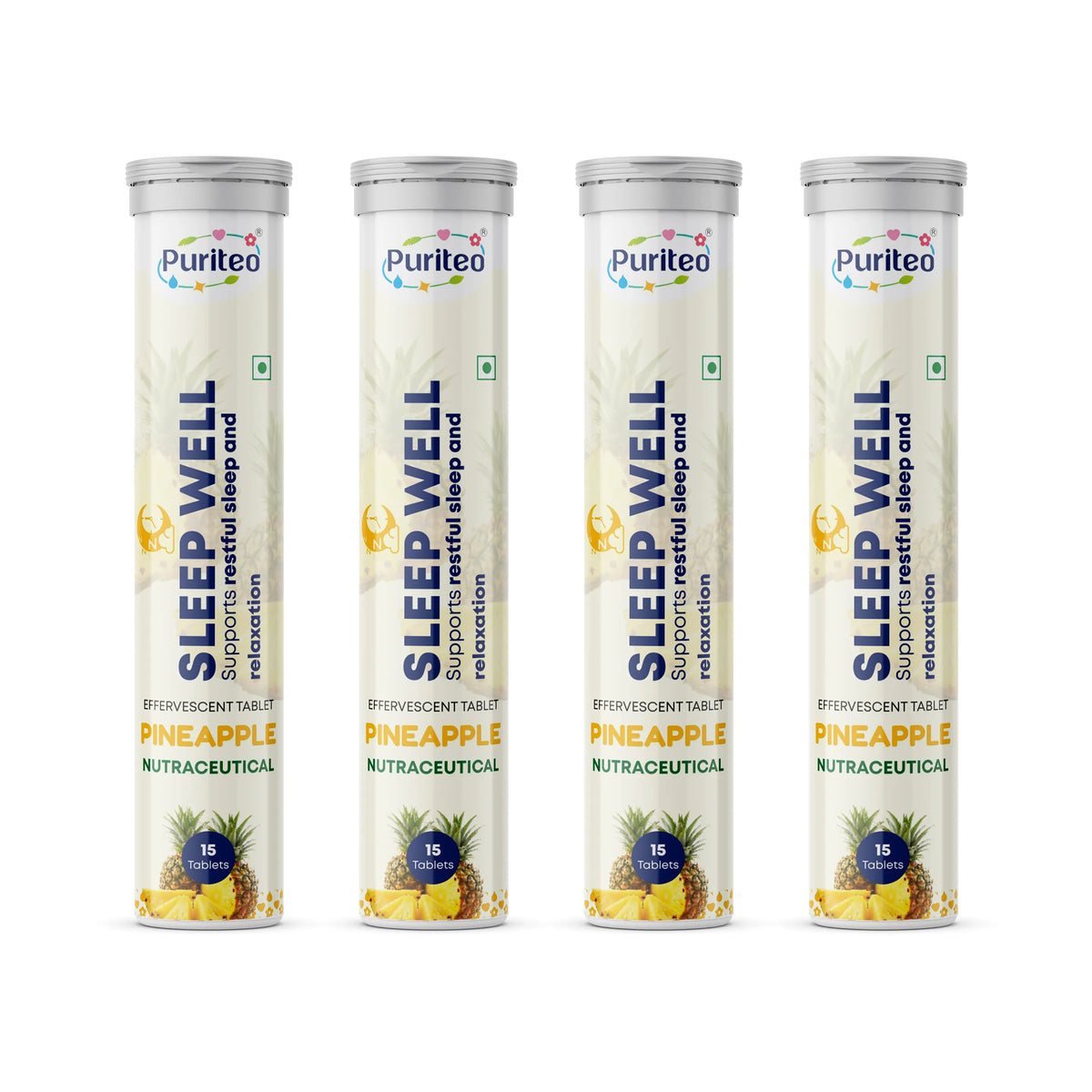 Puriteo Sleep Well Effervescent Tablets for Deep Restful Sleep, Relaxation, Stress Relief & Better Night Recovery