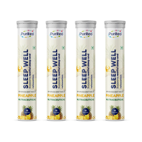 Puriteo Sleep Well Effervescent Tablets for Deep Restful Sleep, Relaxation, Stress Relief & Better Night Recovery