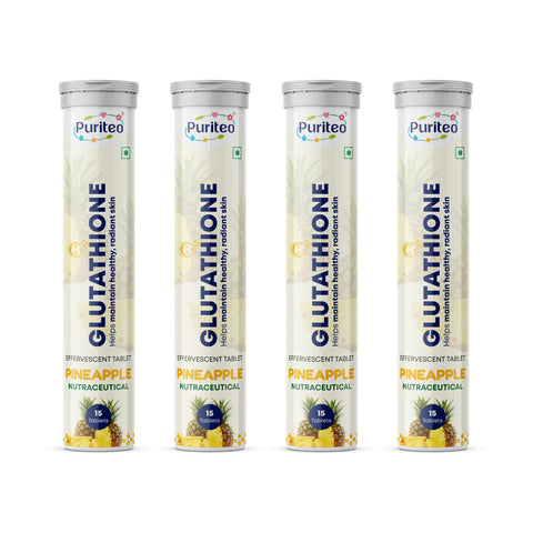 Puriteo L-Glutathione Effervescent Tablets with Vitamin C for Skin Brightening, Glow, Detox & Antioxidant Support