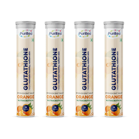Puriteo L-Glutathione Effervescent Tablets with Vitamin C for Skin Brightening, Glow, Detox & Antioxidant Support