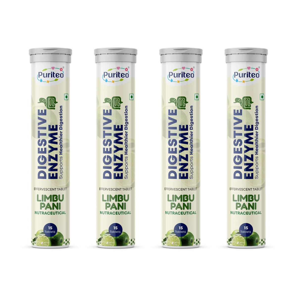 Puriteo Digestive Enzyme Effervescent Tablets – Supports Digestion, Gut Health, Bloating Relief & Daily Wellness