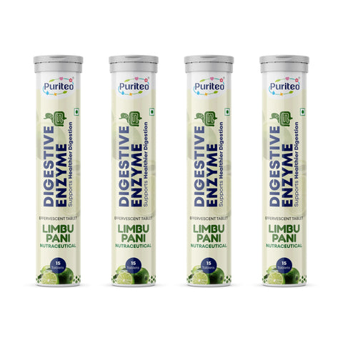 Puriteo Digestive Enzyme Effervescent Tablets – Supports Digestion, Gut Health, Bloating Relief & Daily Wellness