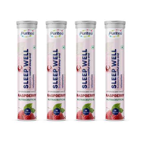 Puriteo Sleep Well Effervescent Tablets for Deep Restful Sleep, Relaxation, Stress Relief & Better Night Recovery