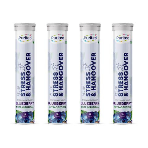 Puriteo Stress & Hangover Effervescent Tablets – Supports Recovery, Rehydration, Relaxation & Mental Refreshment