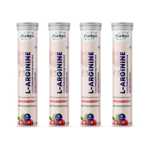 Puriteo L-Arginine Effervescent Tablets – Supports Energy, Stamina, Heart Health & Wellness