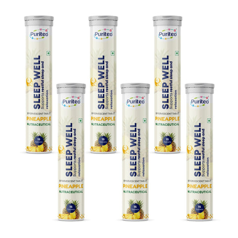 Puriteo Sleep Well Effervescent Tablets for Deep Restful Sleep, Relaxation, Stress Relief & Better Night Recovery