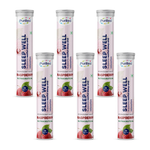 Puriteo Sleep Well Effervescent Tablets for Deep Restful Sleep, Relaxation, Stress Relief & Better Night Recovery