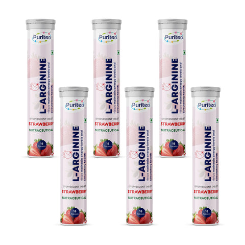 Puriteo L-Arginine Effervescent Tablets – Supports Energy, Stamina, Heart Health & Wellness