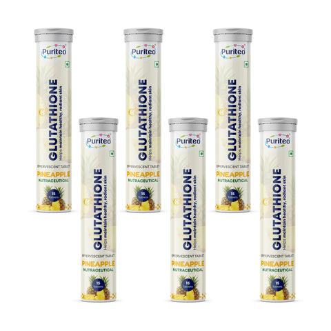 Puriteo L-Glutathione Effervescent Tablets with Vitamin C for Skin Brightening, Glow, Detox & Antioxidant Support