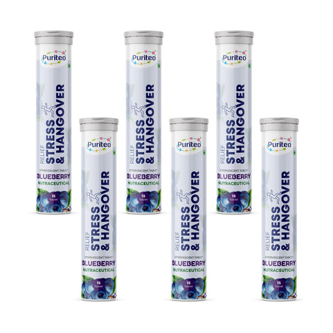 Puriteo Stress & Hangover Effervescent Tablets – Supports Recovery, Rehydration, Relaxation & Mental Refreshment