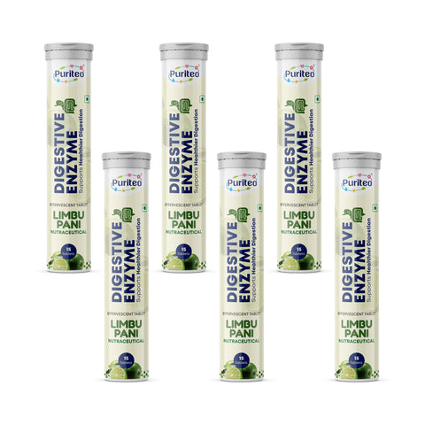 Puriteo Digestive Enzyme Effervescent Tablets – Supports Digestion, Gut Health, Bloating Relief & Daily Wellness