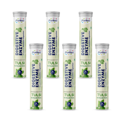 Puriteo Digestive Enzyme Effervescent Tablets – Supports Digestion, Gut Health, Bloating Relief & Daily Wellness