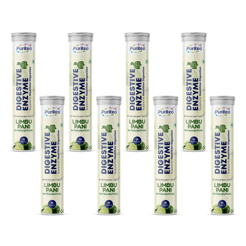 Puriteo Digestive Enzyme Effervescent Tablets – Supports Digestion, Gut Health, Bloating Relief & Daily Wellness