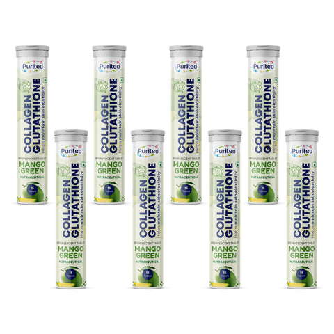 Puriteo Collagen + Glutathione Effervescent Tablets – Skin Brightening, Anti-Aging Support, Hydration & Inner Beauty Formula