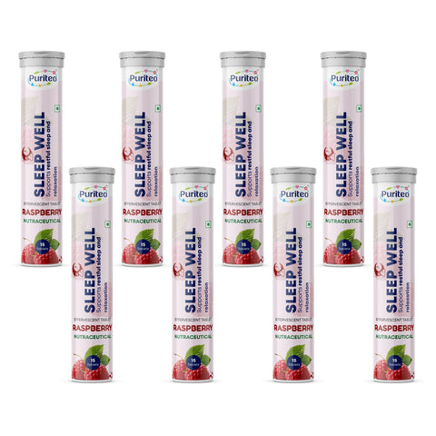 Puriteo Sleep Well Effervescent Tablets for Deep Restful Sleep, Relaxation, Stress Relief & Better Night Recovery