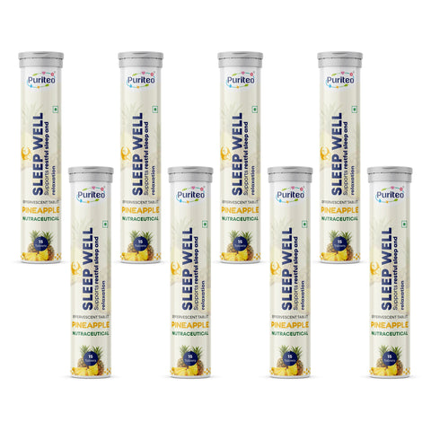 Puriteo Sleep Well Effervescent Tablets for Deep Restful Sleep, Relaxation, Stress Relief & Better Night Recovery