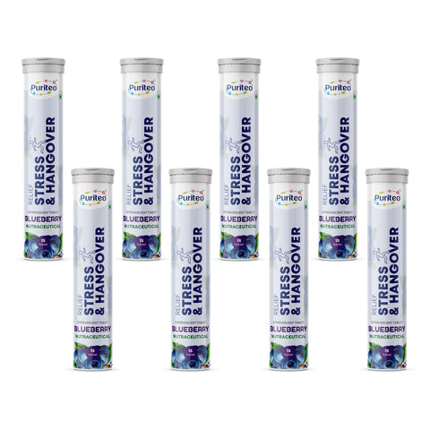 Puriteo Stress & Hangover Effervescent Tablets – Supports Recovery, Rehydration, Relaxation & Mental Refreshment
