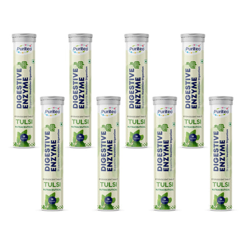 Puriteo Digestive Enzyme Effervescent Tablets – Supports Digestion, Gut Health, Bloating Relief & Daily Wellness