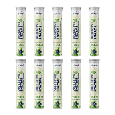 Puriteo Digestive Enzyme Effervescent Tablets – Supports Digestion, Gut Health, Bloating Relief & Daily Wellness