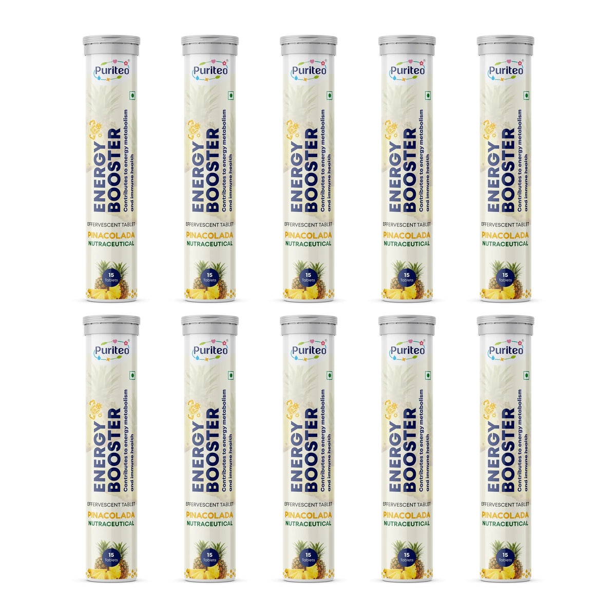 Puriteo Energy Booster Effervescent Tablets – Instant Energy, Stamina Support & Active Performance Supplement