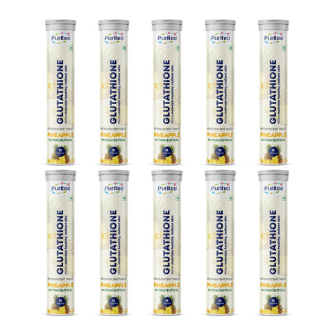 Puriteo L-Glutathione Effervescent Tablets with Vitamin C for Skin Brightening, Glow, Detox & Antioxidant Support