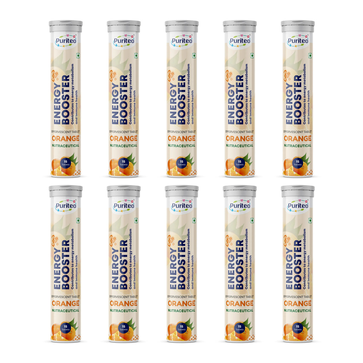 Puriteo Energy Booster Effervescent Tablets – Instant Energy, Stamina Support & Active Performance Supplement