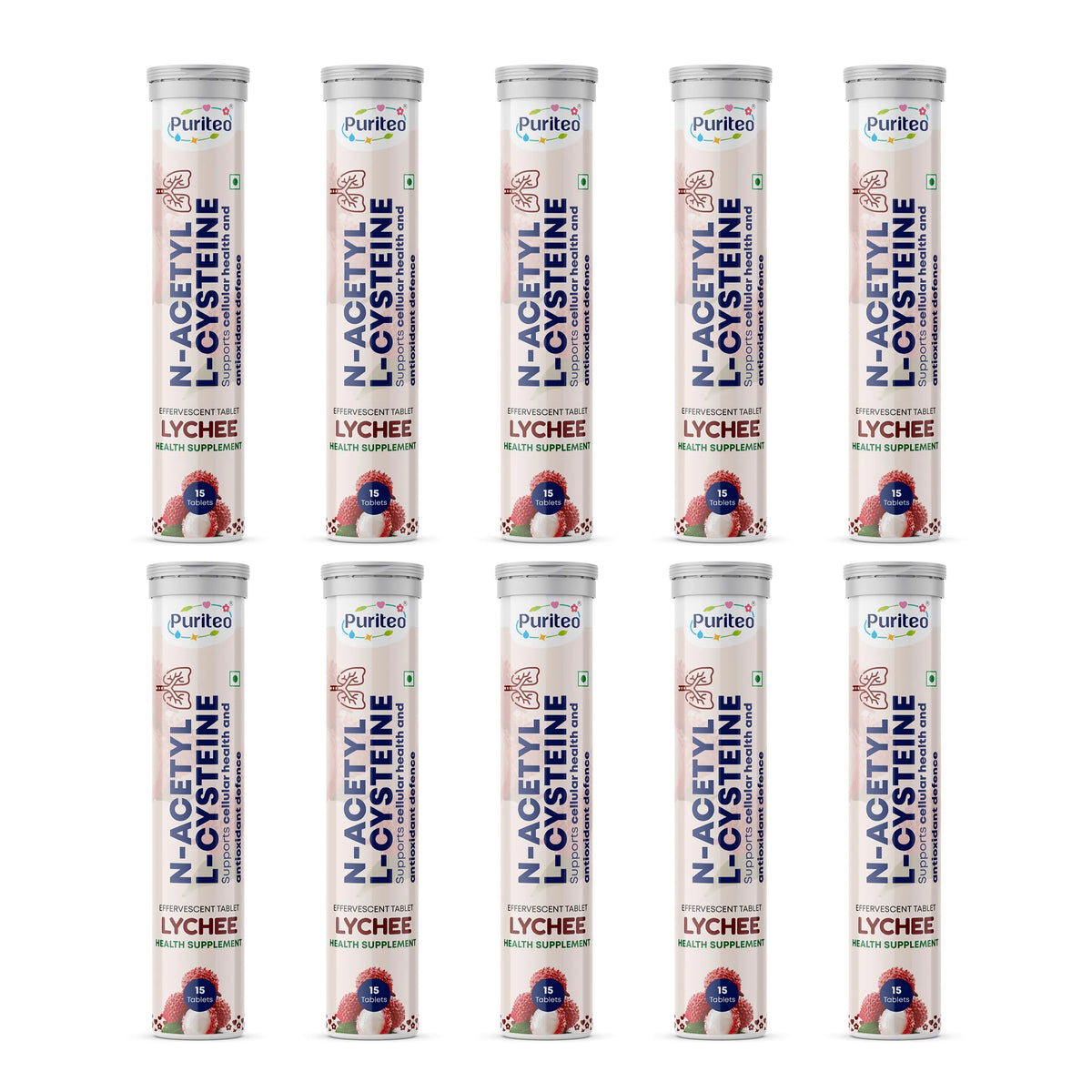 Puriteo N-Acetyl L-Cysteine Effervescent Tablets with Vitamin C – Detox, Immunity & Wellness