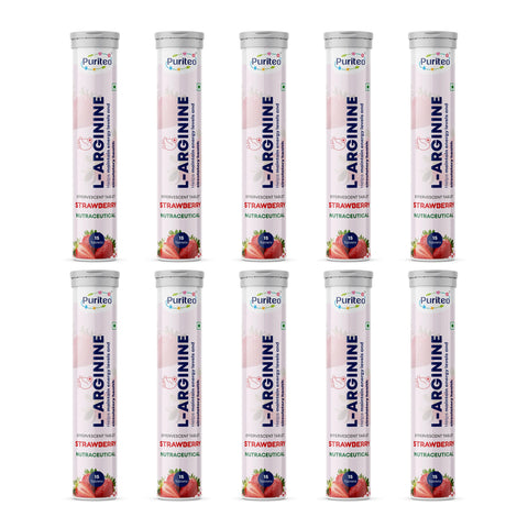 Puriteo L-Arginine Effervescent Tablets – Supports Energy, Stamina, Heart Health & Wellness