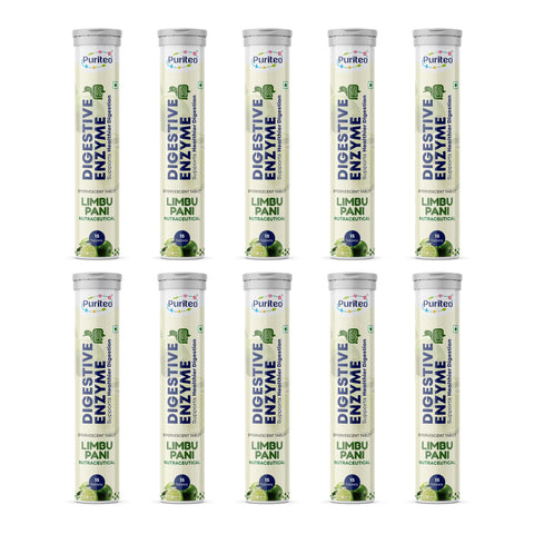 Puriteo Digestive Enzyme Effervescent Tablets – Supports Digestion, Gut Health, Bloating Relief & Daily Wellness