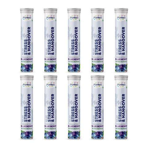 Puriteo Stress & Hangover Effervescent Tablets – Supports Recovery, Rehydration, Relaxation & Mental Refreshment