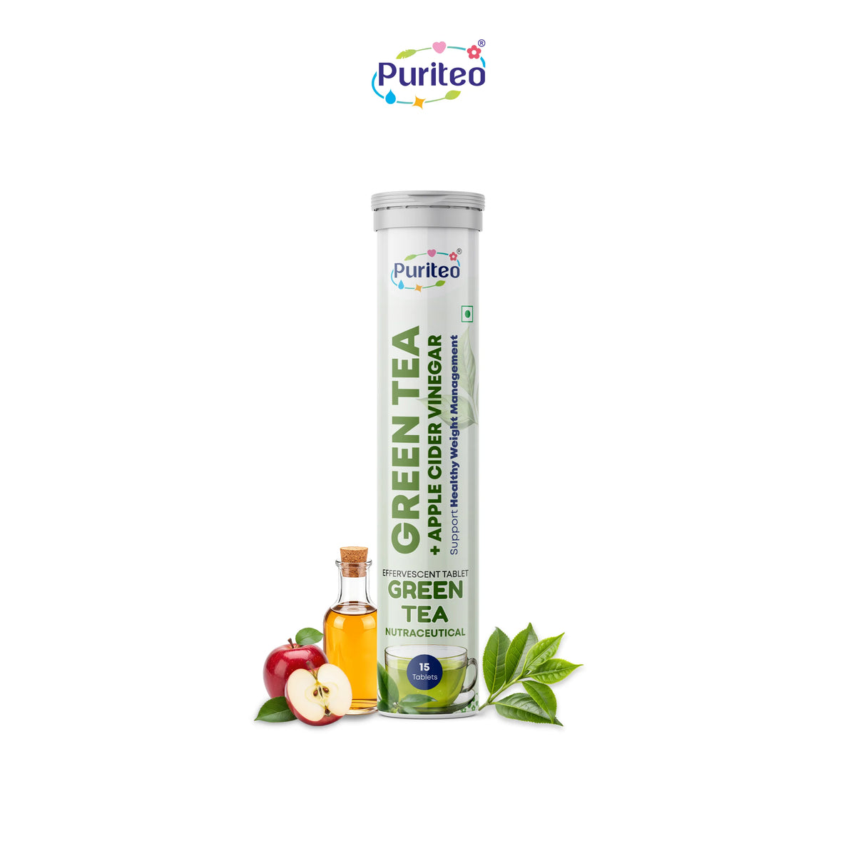 Puriteo Green Tea ACV Effervescent Tablets | Supports Metabolism & Fat Burner