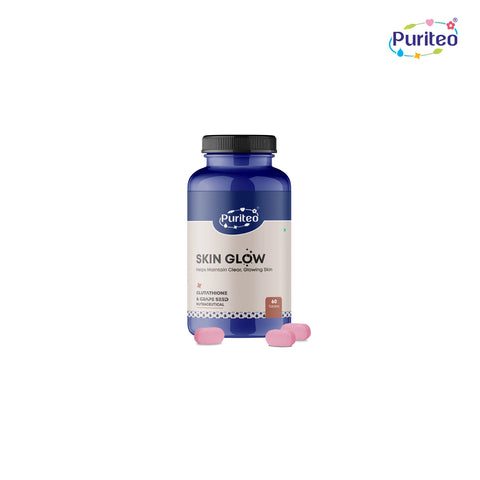 Puriteo Skin Glow Tablet - L-Glutathione & Grape Seed Formula | Enhances Radiance, Hydration & Skin Health