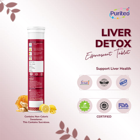 Puriteo Liver Cleanse & Detox Support | Effervescent Antioxidant Formula | Daily Detox & Metabolism Booster