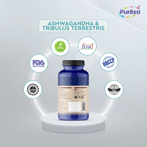 Puriteo Muscle Gainer Tablet - Ashwagandha & Tribulus Formula | Supports Strength, Recovery & Muscle Growth