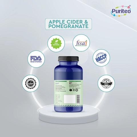 Puriteo Weight Loss Tablet - Apple Cider & Pomegranate Formula | Supports Fat Burning & Metabolism