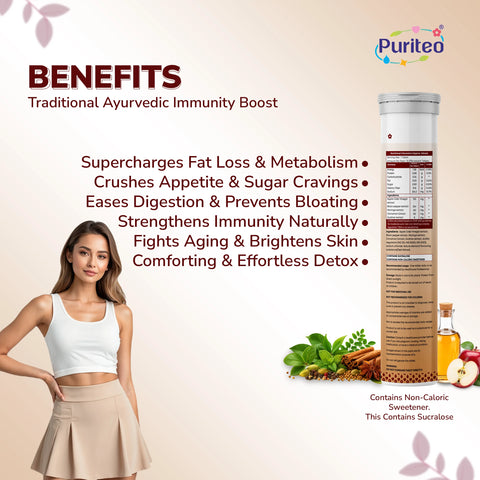 Puriteo Hot Mix ACV Effervescent Tablets | Craving Control and Supports Digestion