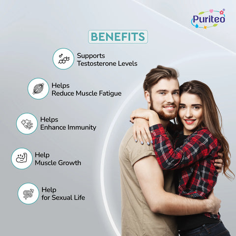 Puriteo Men Booster Tablet - Ashwagandha & Fenugreek Formula | Enhances Strength, Energy & Vitality