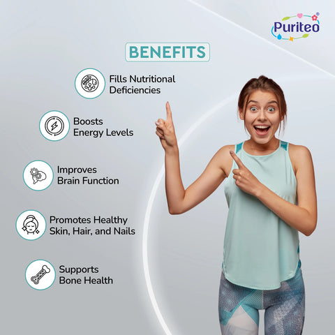 Puriteo Multivitamin Tablet - Multimineral & Grape Seed Formula | Boosts Energy, Strength & Overall Health