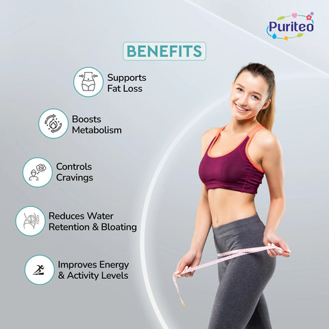 Puriteo Weight Loss Tablet - Apple Cider & Pomegranate Formula | Supports Fat Burning & Metabolism