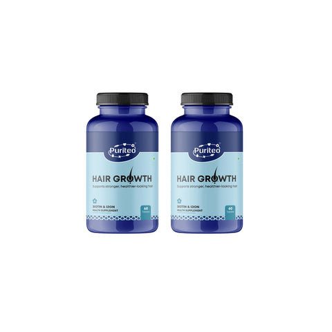 Puriteo Hair Growth Tablets | Biotin & Iron Formula | Reduces Hair Fall, Promotes Growth & Shine